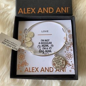 NWT Alex and Ani ‘Not A Regular Mom, I’m a Dog Mom’ Bangle Charm Bracelet